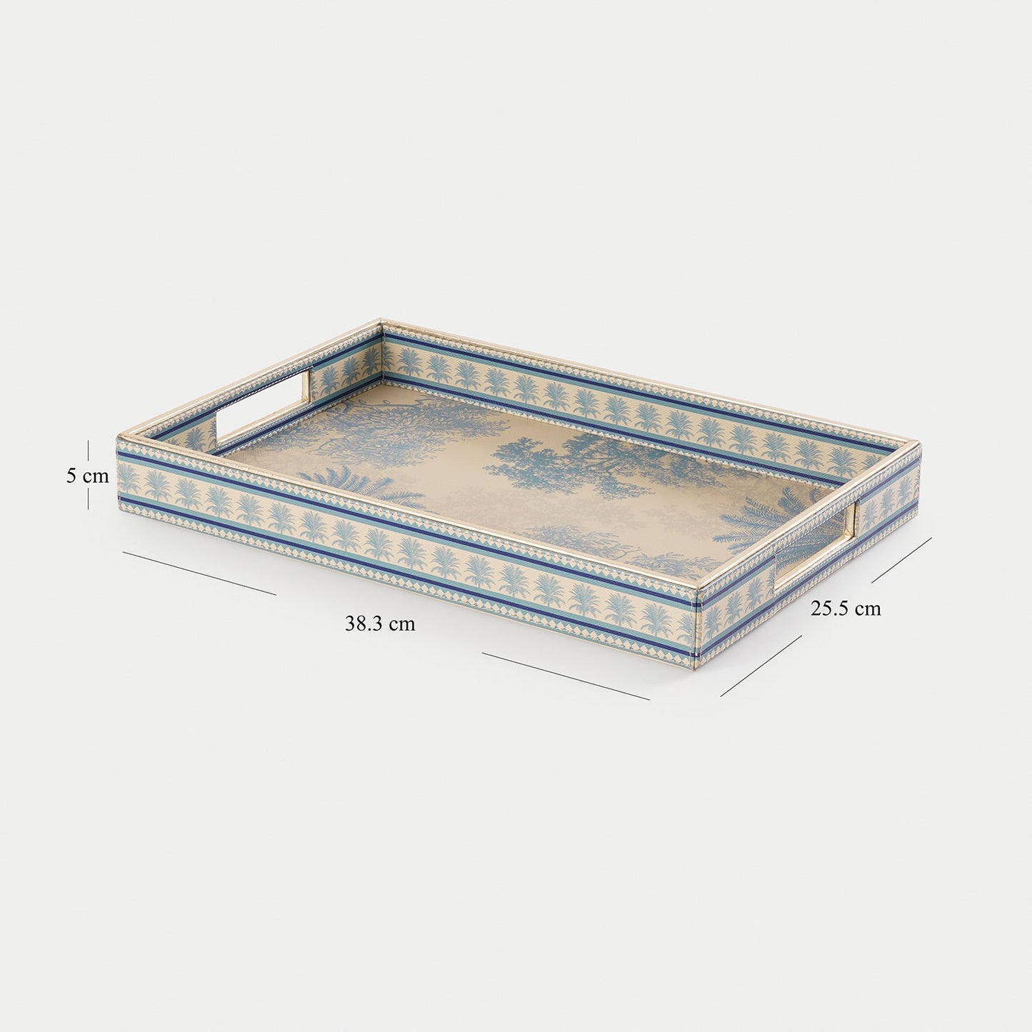 Blue Varena Faux Leather Rectangular Tray