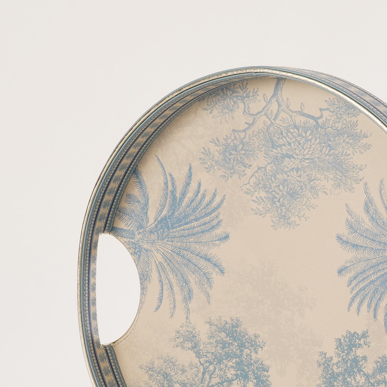 Blue Varena Faux Leather Round Tray