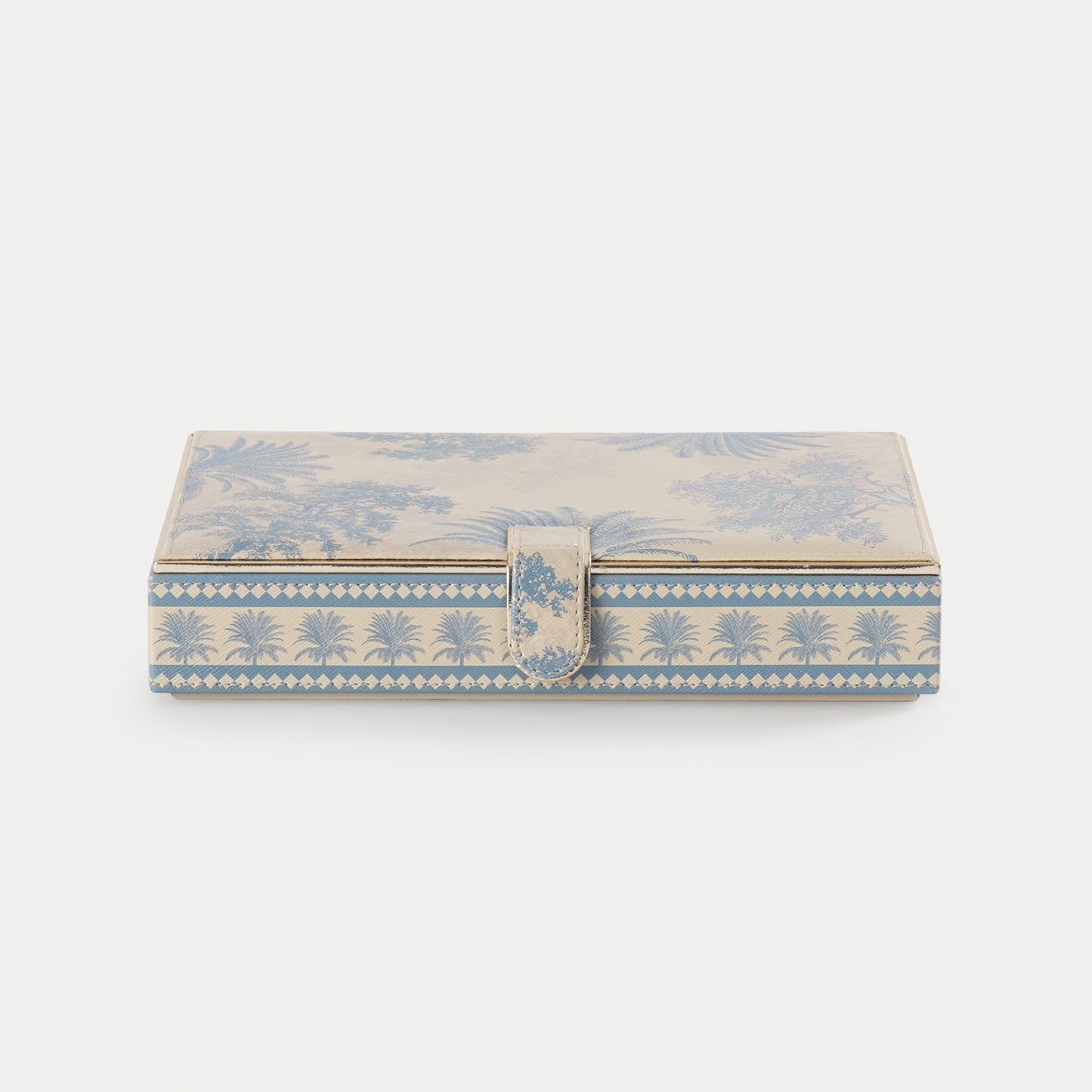 Blue Varena Rectangle Faux Leather Jewellery Box