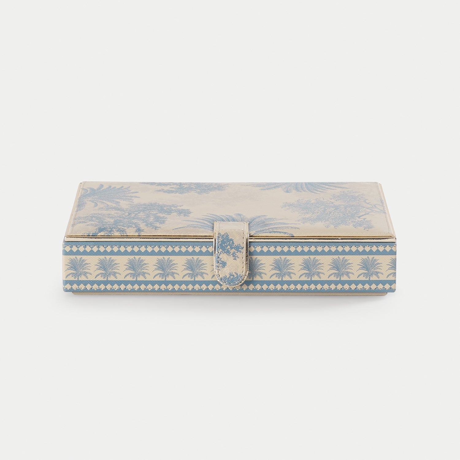 Blue Varena Rectangle Faux Leather Jewellery Box