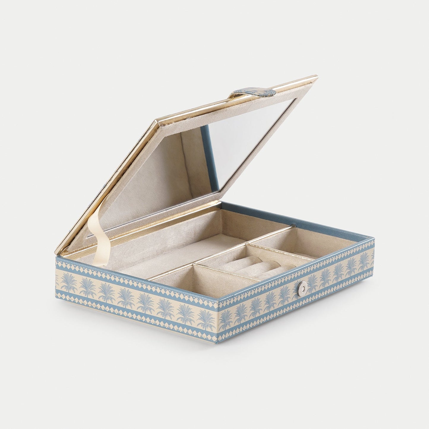 Blue Varena Rectangle Faux Leather Jewellery Box