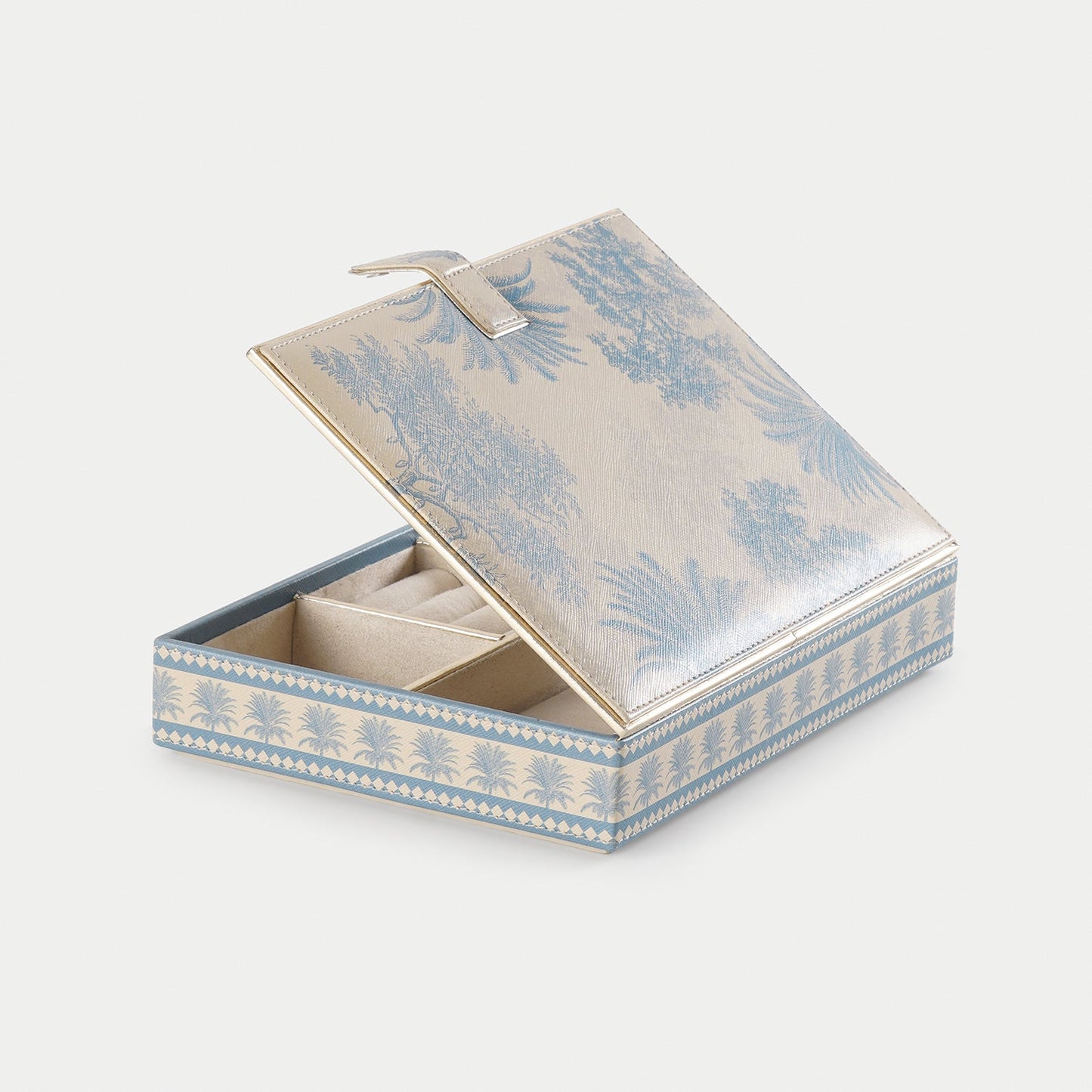 Blue Varena Rectangle Faux Leather Jewellery Box