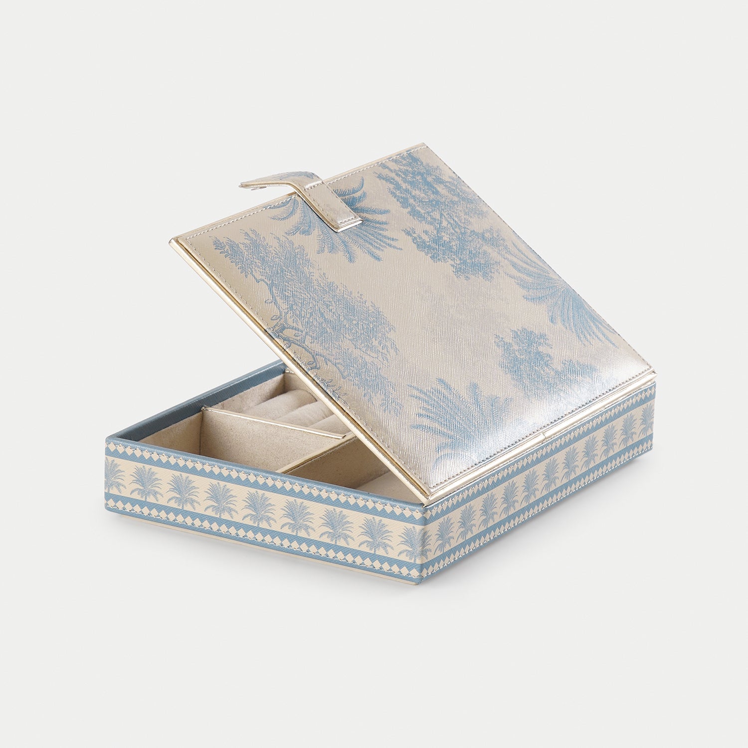 Blue Varena Rectangle Faux Leather Jewellery Box