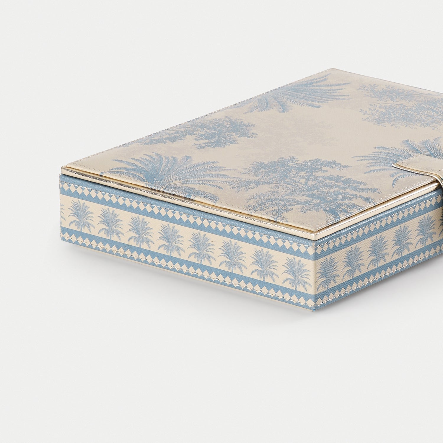 Blue Varena Rectangle Faux Leather Jewellery Box