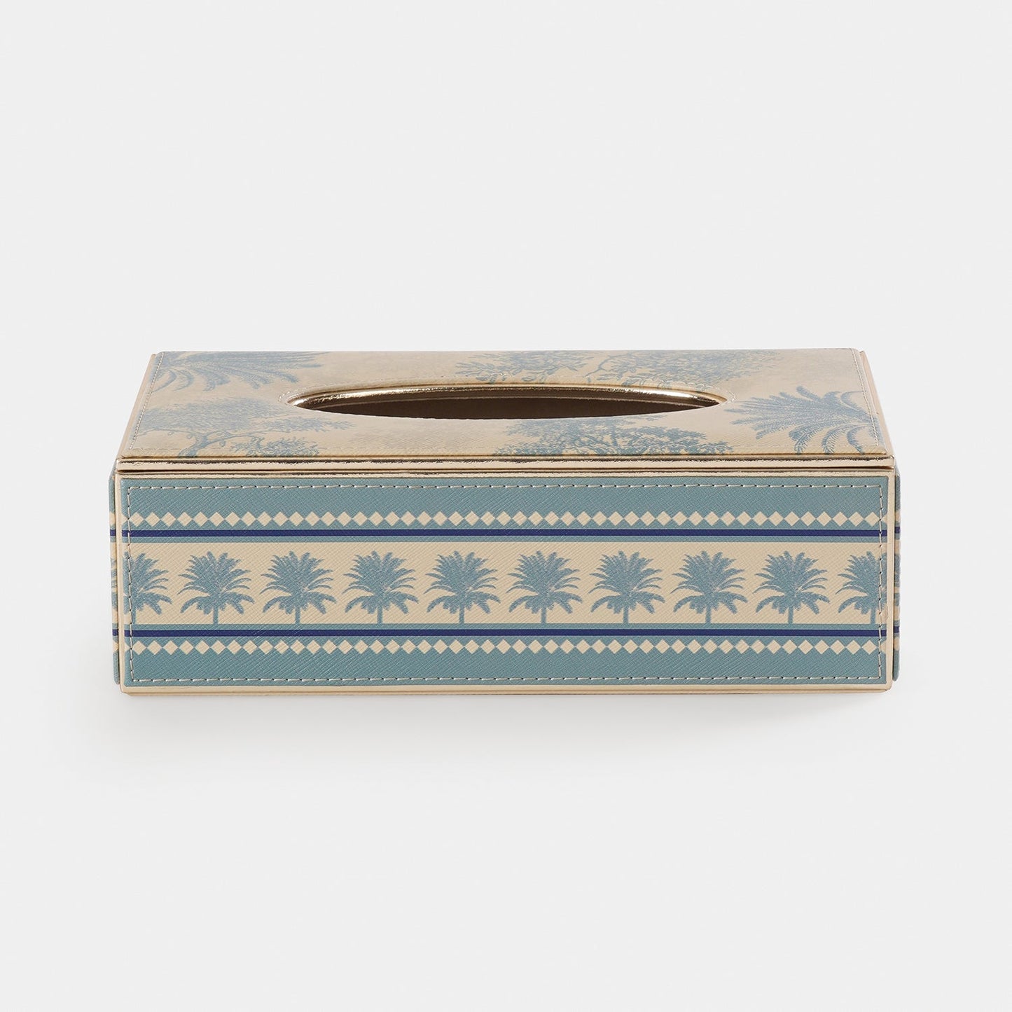 Blue Varena Faux Leather Tissue Box