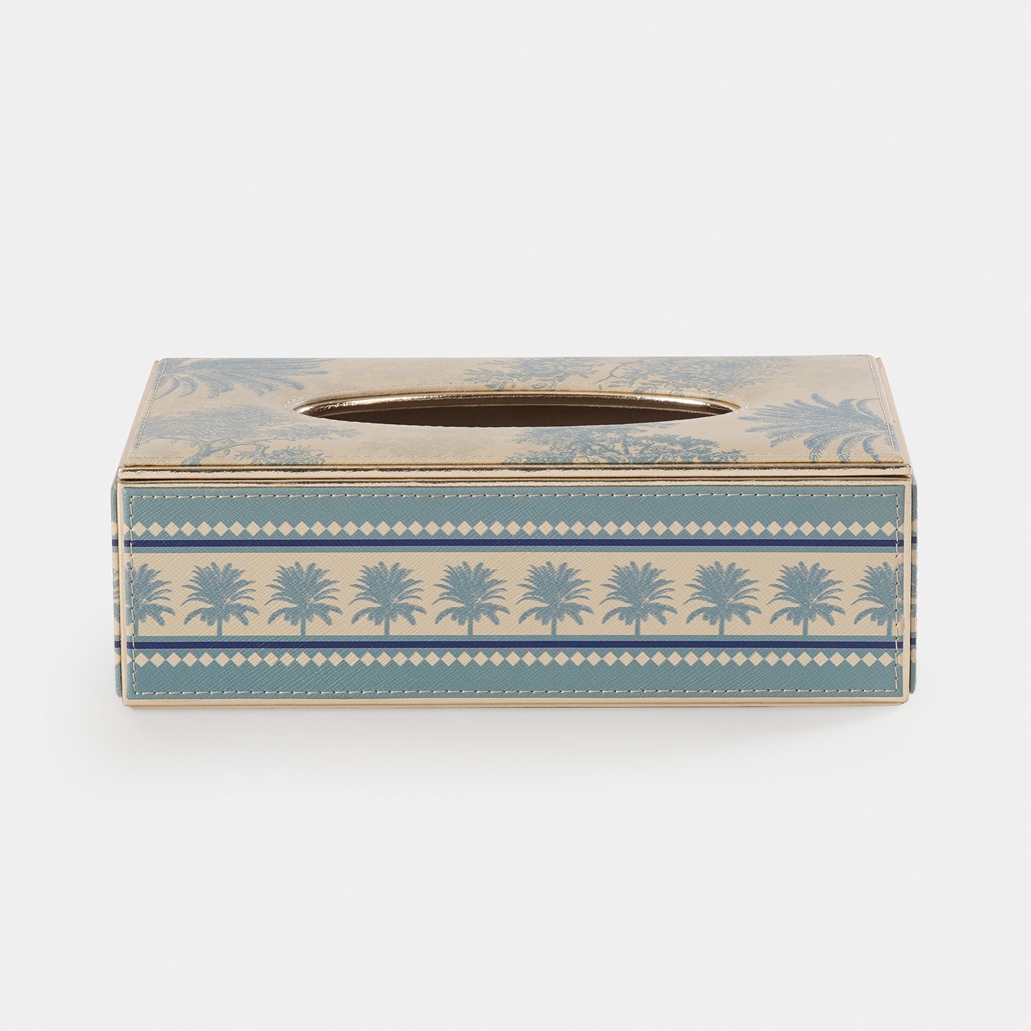 Blue Varena Faux Leather Tissue Box