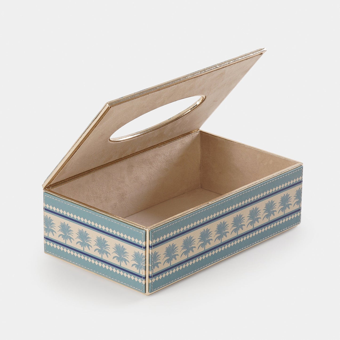 Blue Varena Faux Leather Tissue Box