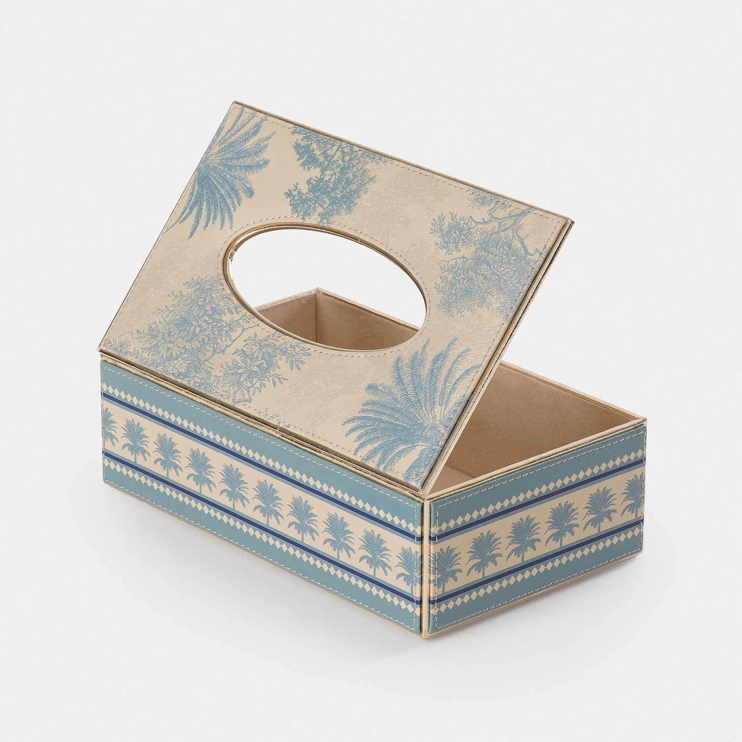 Blue Varena Faux Leather Tissue Box