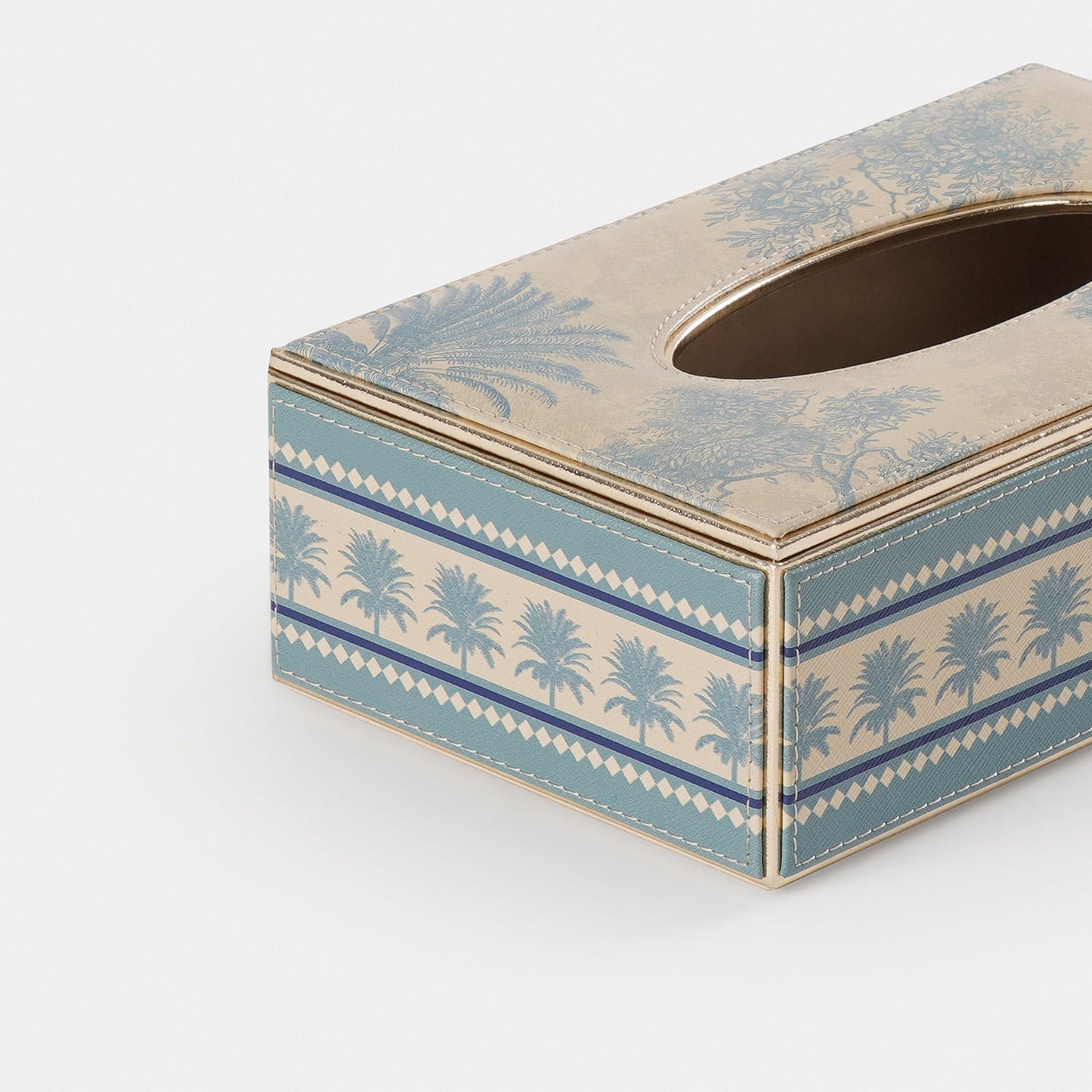 Blue Varena Faux Leather Tissue Box