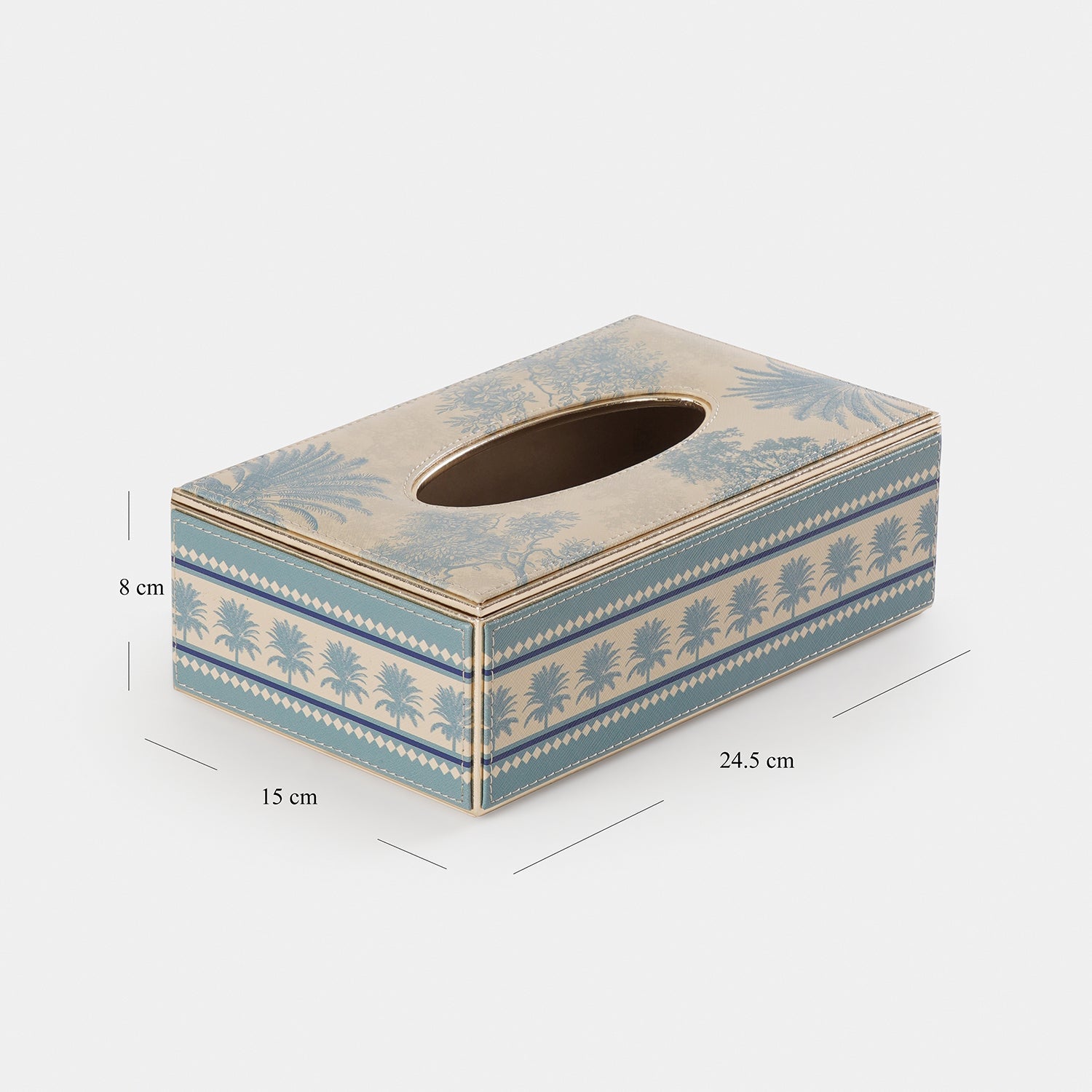 Blue Varena Faux Leather Tissue Box