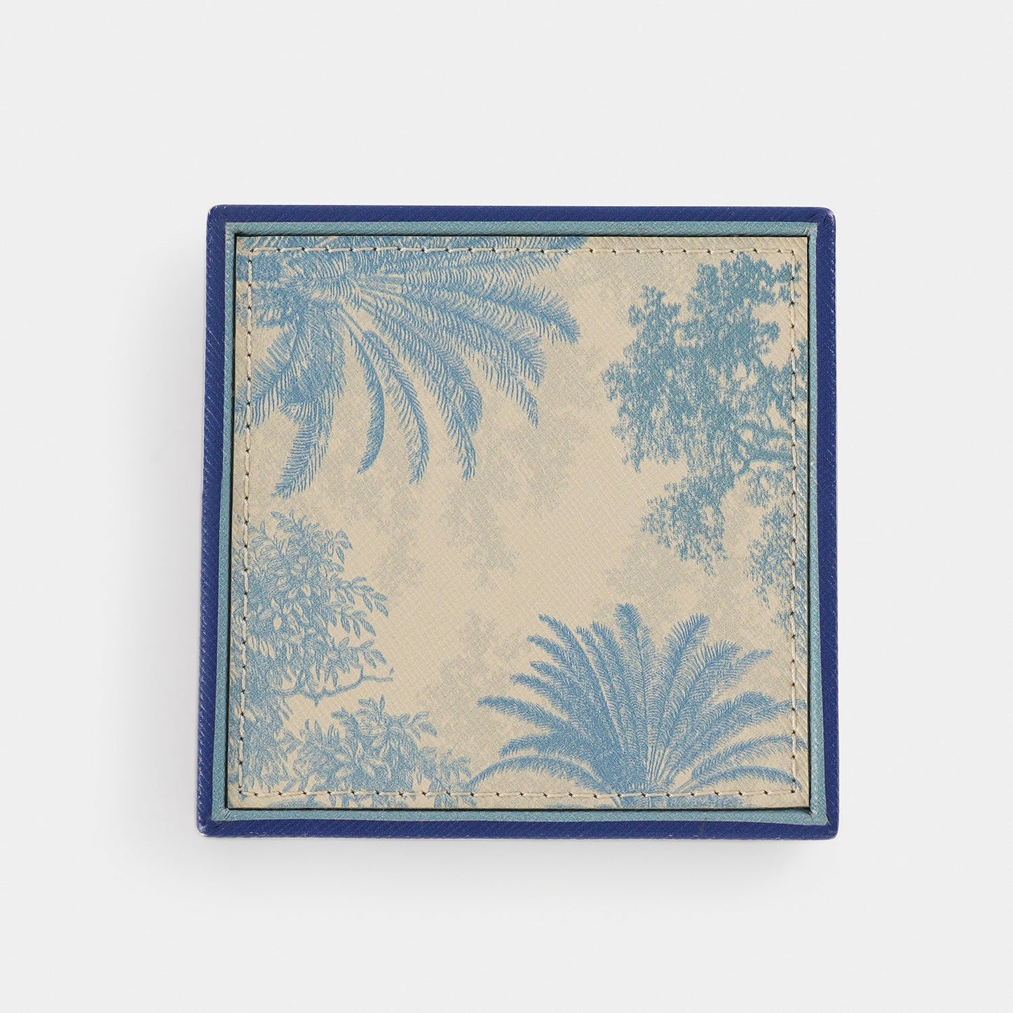 Set of 4 Blue Varena Faux Leather Coasters