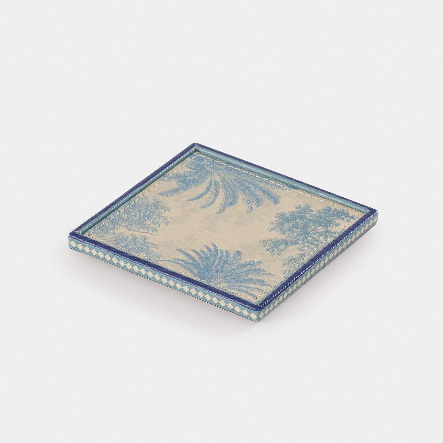 Set of 4 Blue Varena Faux Leather Coasters