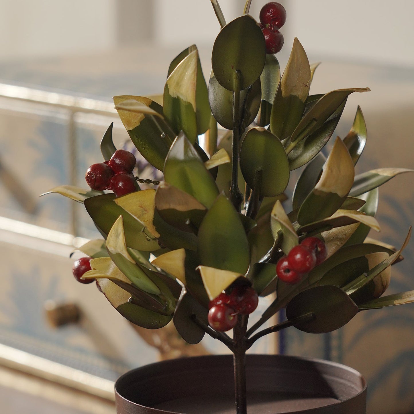 Red Olive Metal Plant
