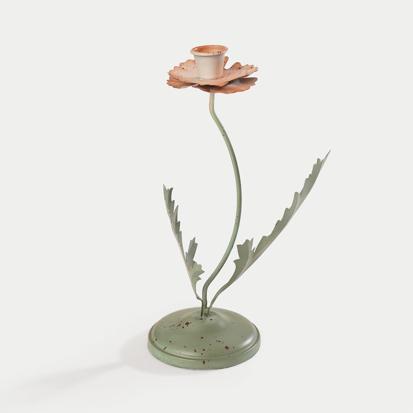 Plant-shaped Green Metal Candleholder - Large