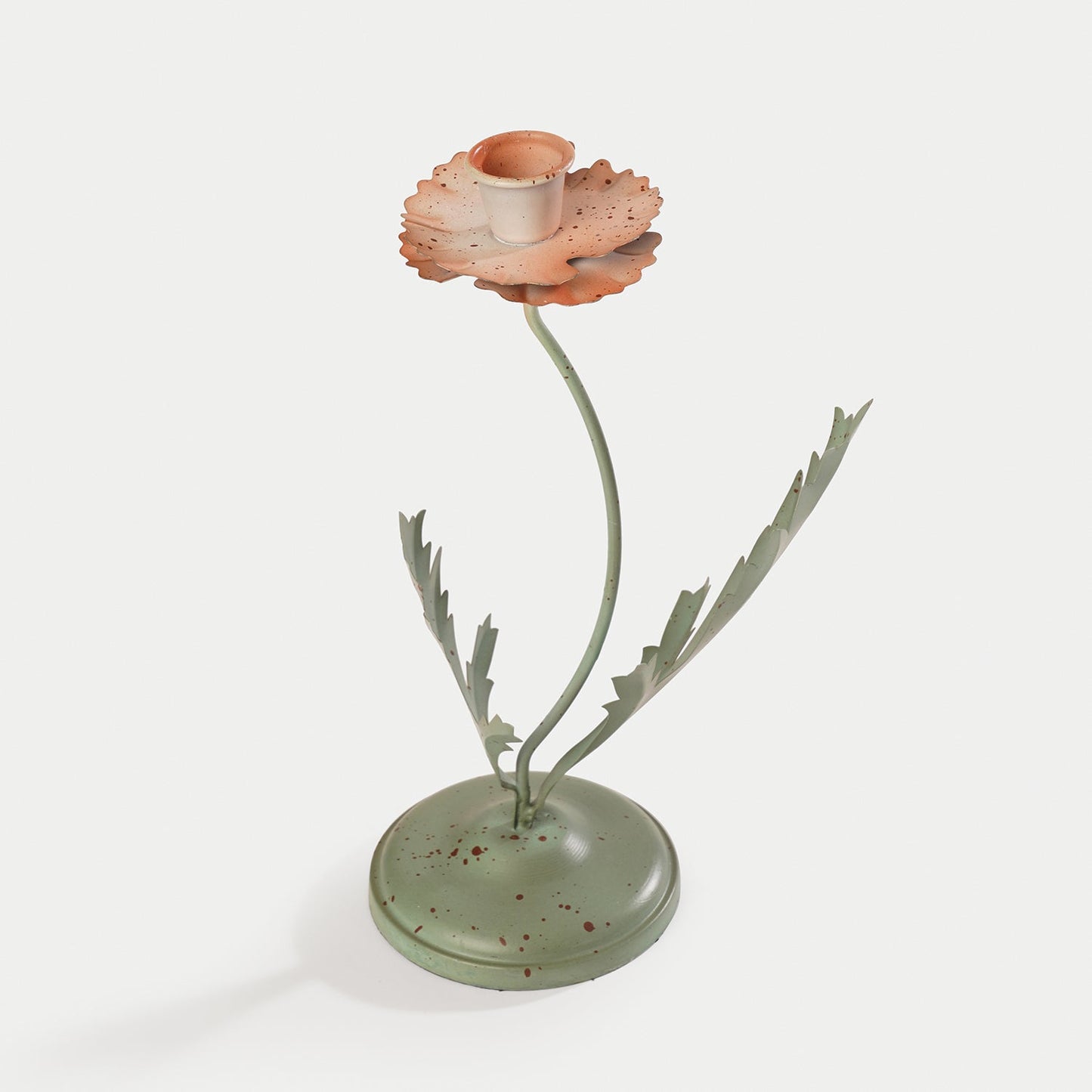 Plant-shaped Green Metal Candleholder - Large