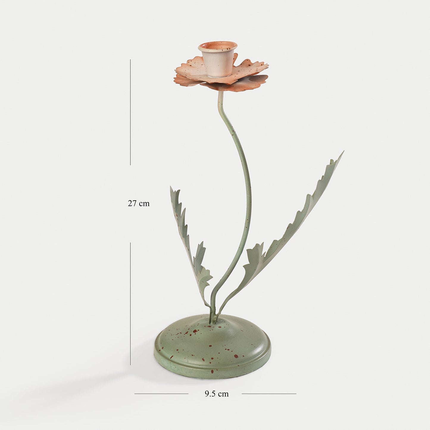 Plant-shaped Green Metal Candleholder - Large