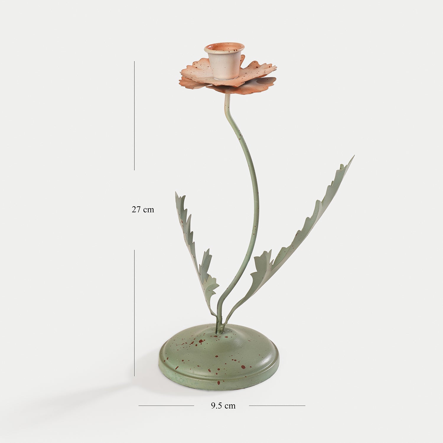 Plant-shaped Green Metal Candleholder - Large