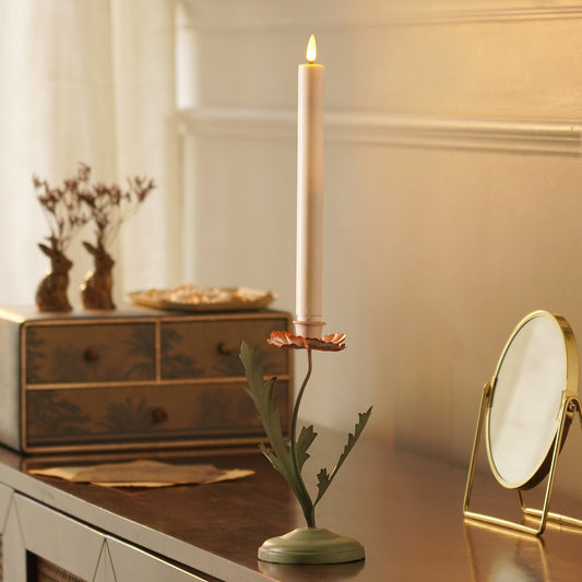Plant-shaped Green Metal Candleholder - Small
