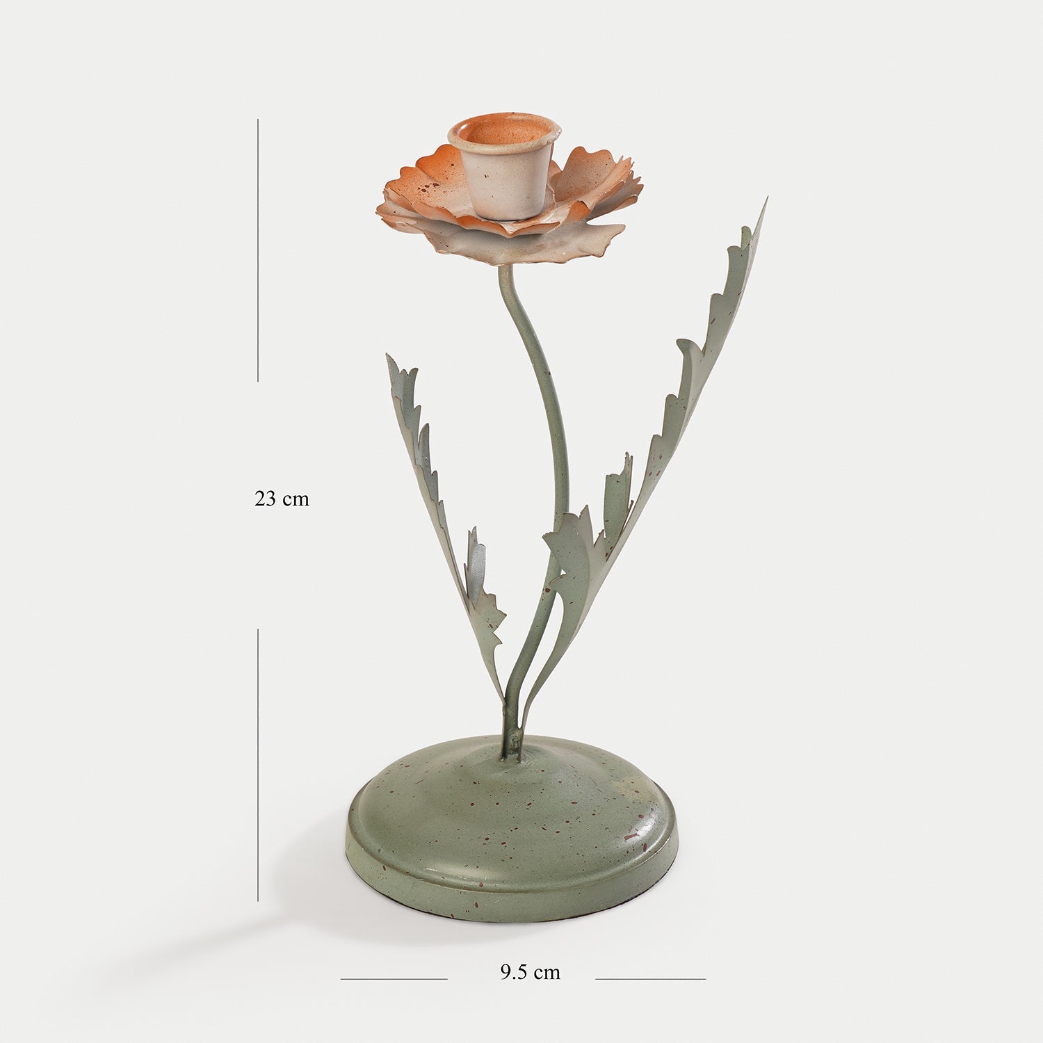 Plant-shaped Green Metal Candleholder - Small