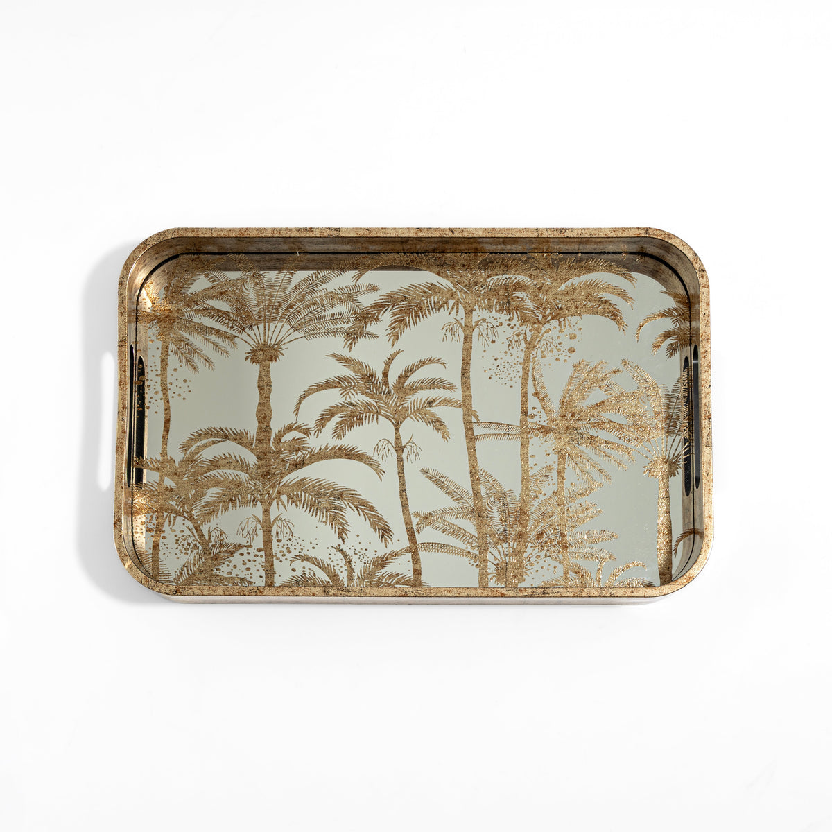 【Pure Home + Living】 Gold & Silver Palm Rectangular Tray｜ゴールド＆シルバー パーム柄 長方形トレイ｜40×25×4cm