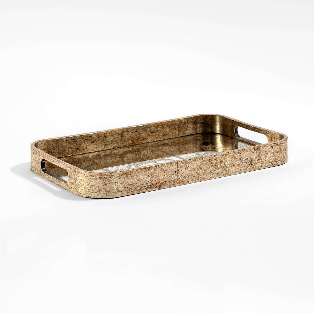 【Pure Home + Living】 Gold & Silver Palm Rectangular Tray｜ゴールド＆シルバー パーム柄 長方形トレイ｜40×25×4cm