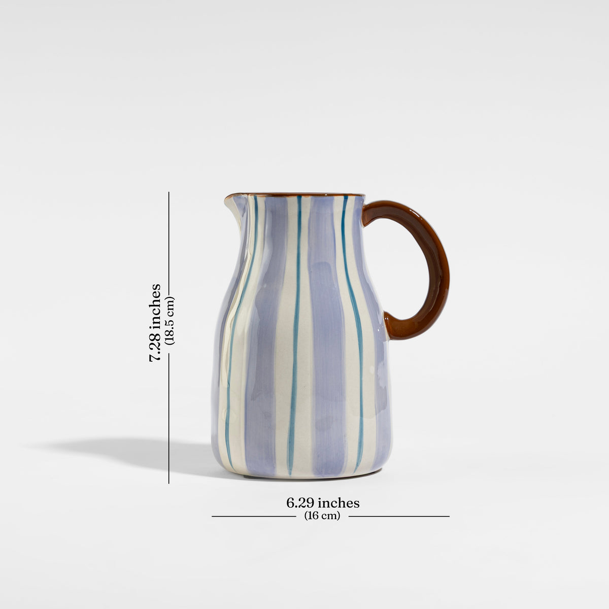 【Pure Home + Living】 Blue & Brown Striped Water Jug｜ブルー＆ブラウン ストライプ ウォータージャグ（水差し）｜16×13×18.5cm