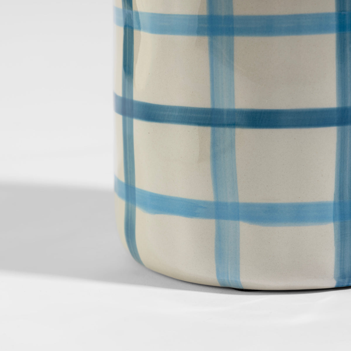 【Pure Home + Living】 Blue & Light Blue Checkered Vase - Large｜ブルー＆ライトブルー チェック柄 花瓶（L）｜15×15×30cm