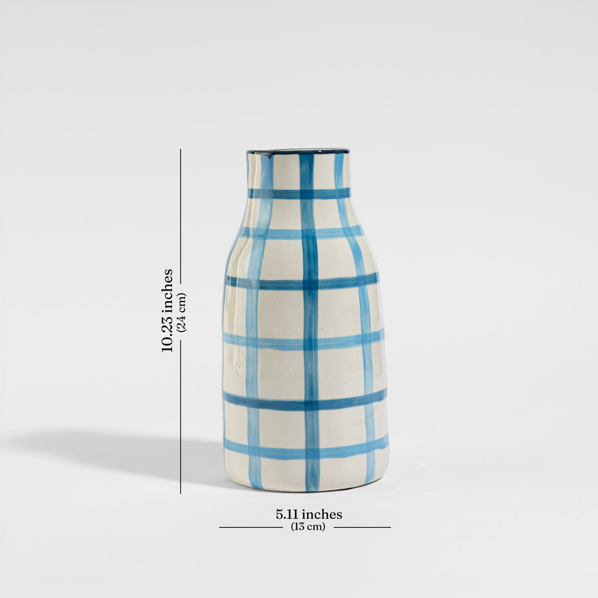 【Pure Home + Living】 Blue & Light Blue Checkered Vase - Small｜ブルー＆ライトブルー チェック柄 花瓶（S）｜13×13×26cm