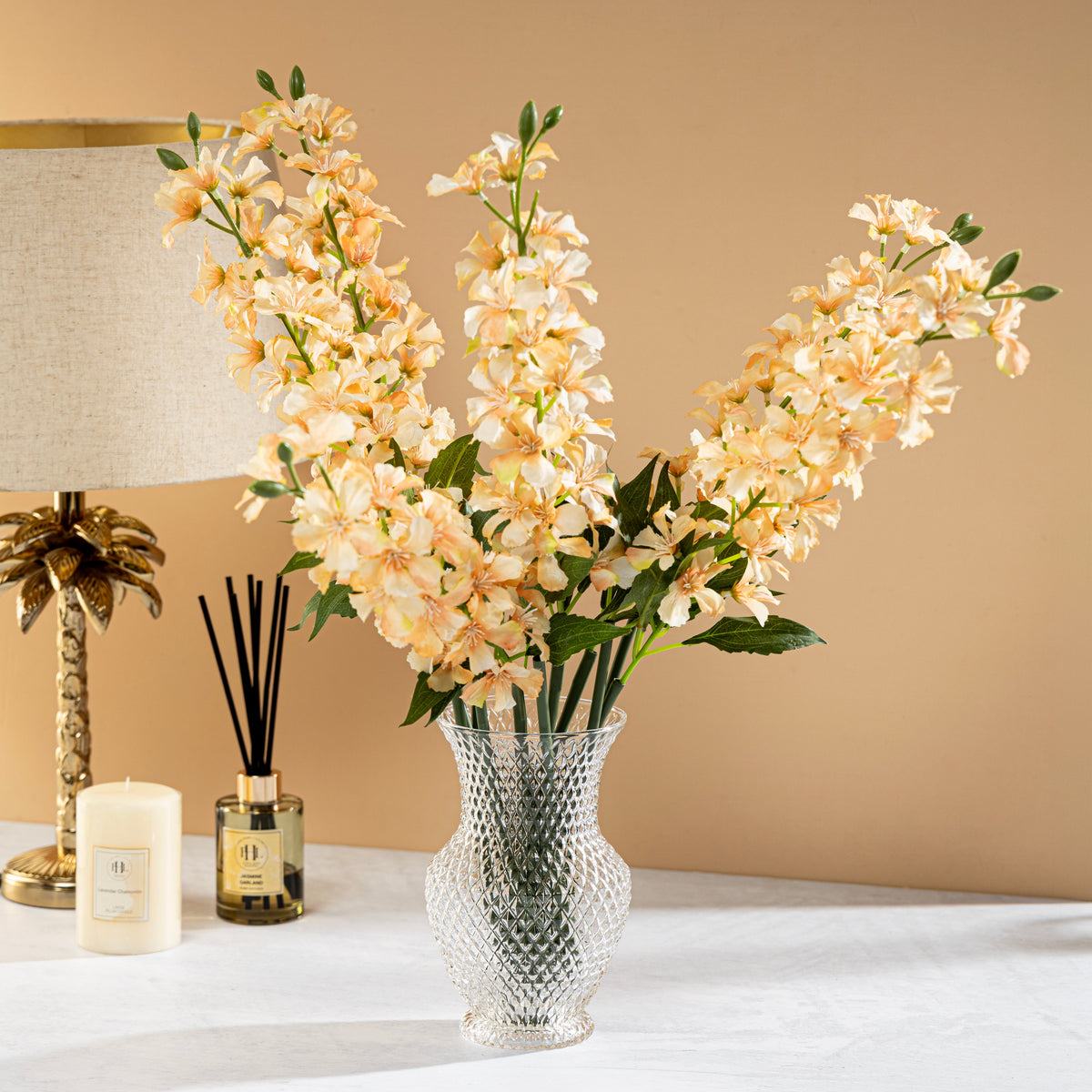 【Pure Home + Living】 Clear Textured Glass Vase - Large｜クリア テクスチャー ガラス 花瓶（L）｜12.7×12.7×20.3cm