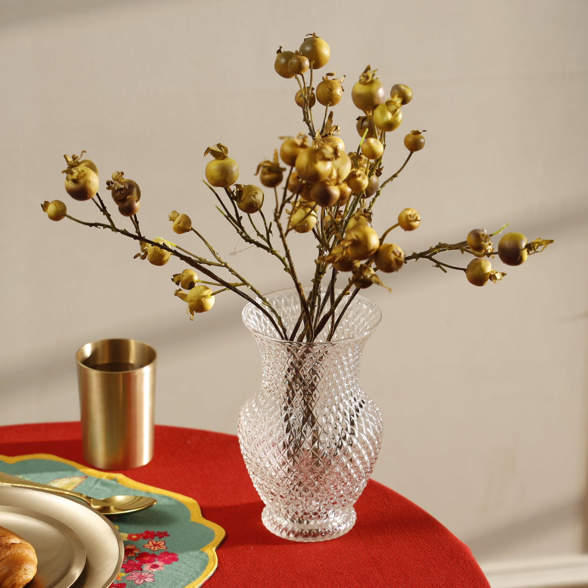 【Pure Home + Living】 Clear Textured Glass Vase - Large｜クリア テクスチャー ガラス 花瓶（L）｜12.7×12.7×20.3cm