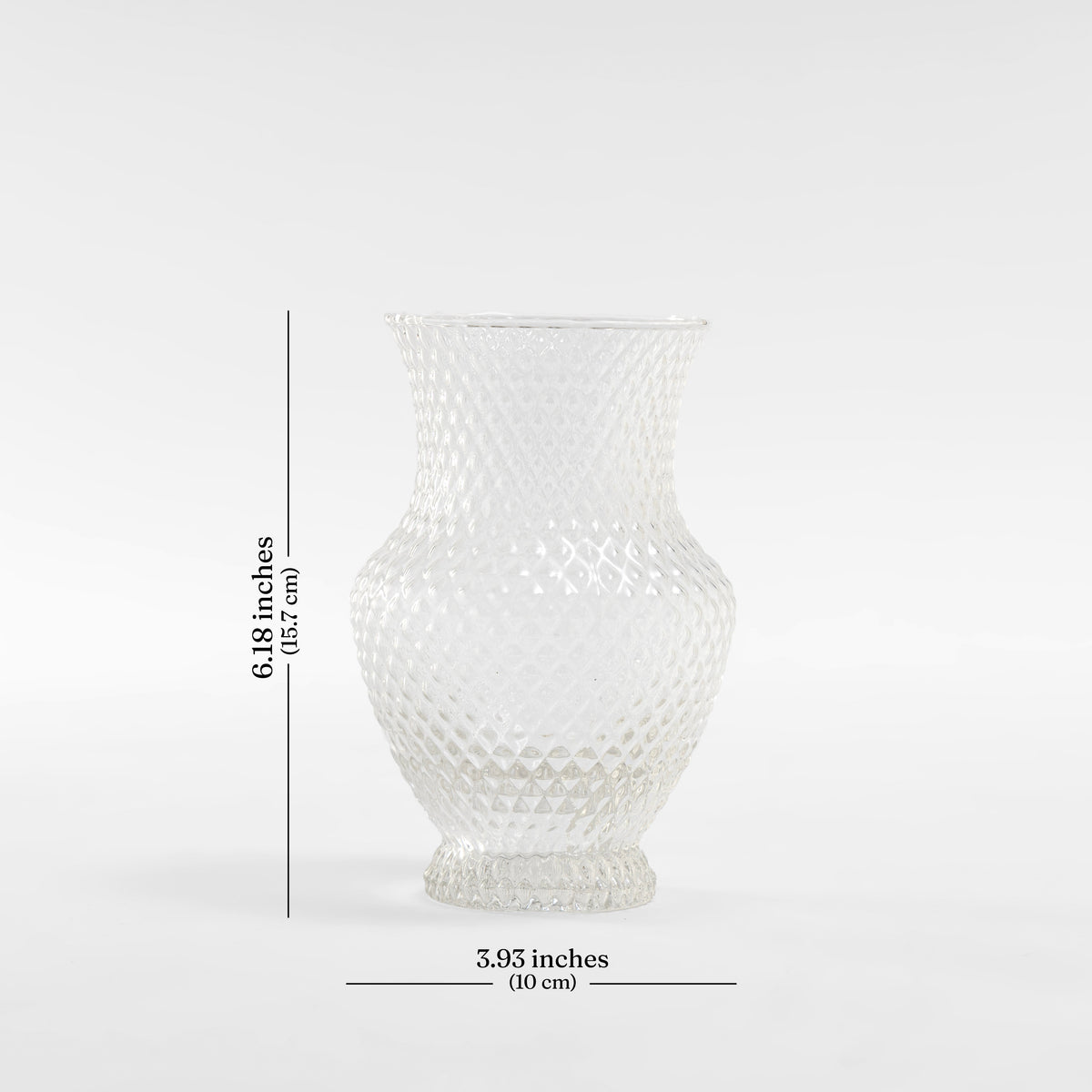 【Pure Home + Living】 Clear Textured Glass Vase - Small｜クリア テクスチャー ガラス 花瓶（S）｜10×10×15.7cm
