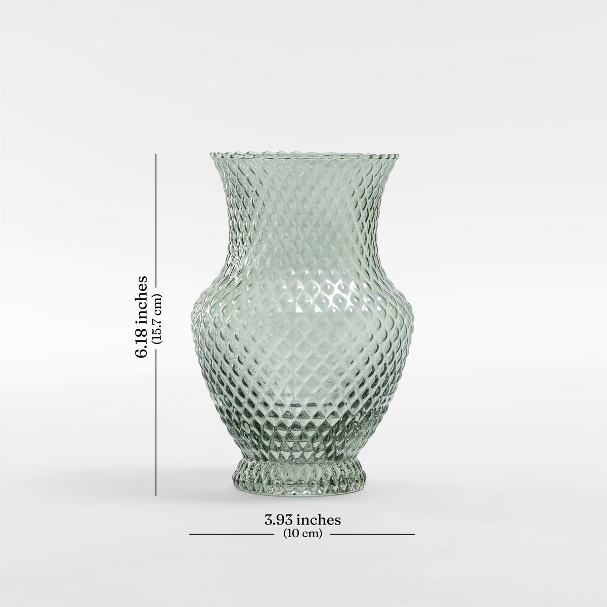 【Pure Home + Living】 Green Textured Glass Vase - Small｜グリーン テクスチャー ガラス 花瓶（S）｜10×10×15.7cm