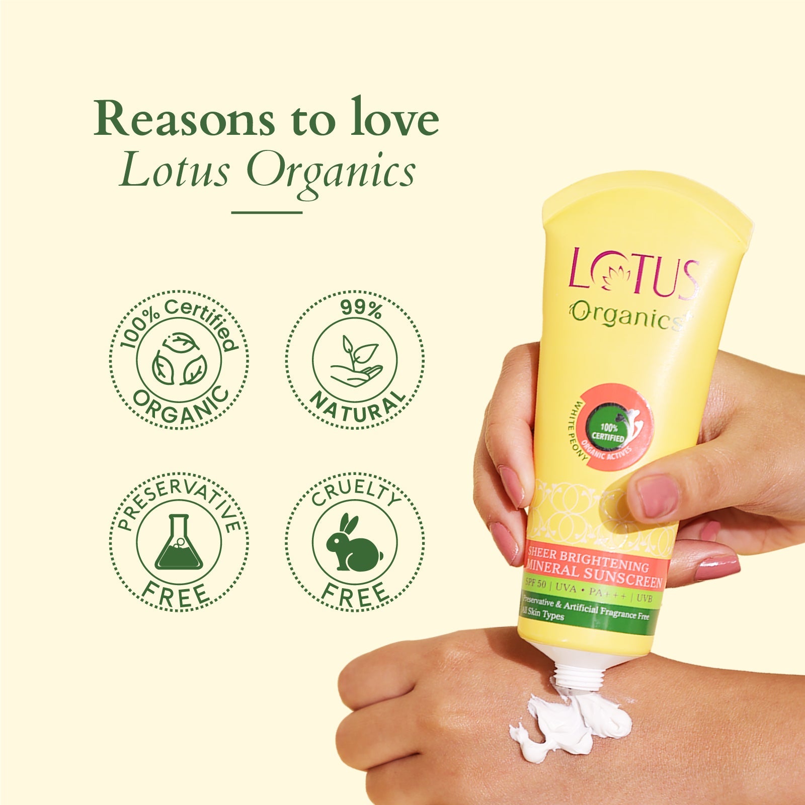 Organics+ Sheer Brightening Mineral Sunscreen SPF 50 PA+++ 100G