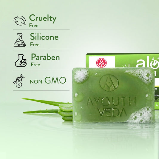 Aloe Vera Bathing Soap with Menthol | Gentle, pH-Balanced Daily Cleansing Bar for Face & Body | Provides Fresh, Comfortable Skin Feel | Handmade Soap Suitable for All Skin Types | Net Qty - 100 g - Set of 2 100g