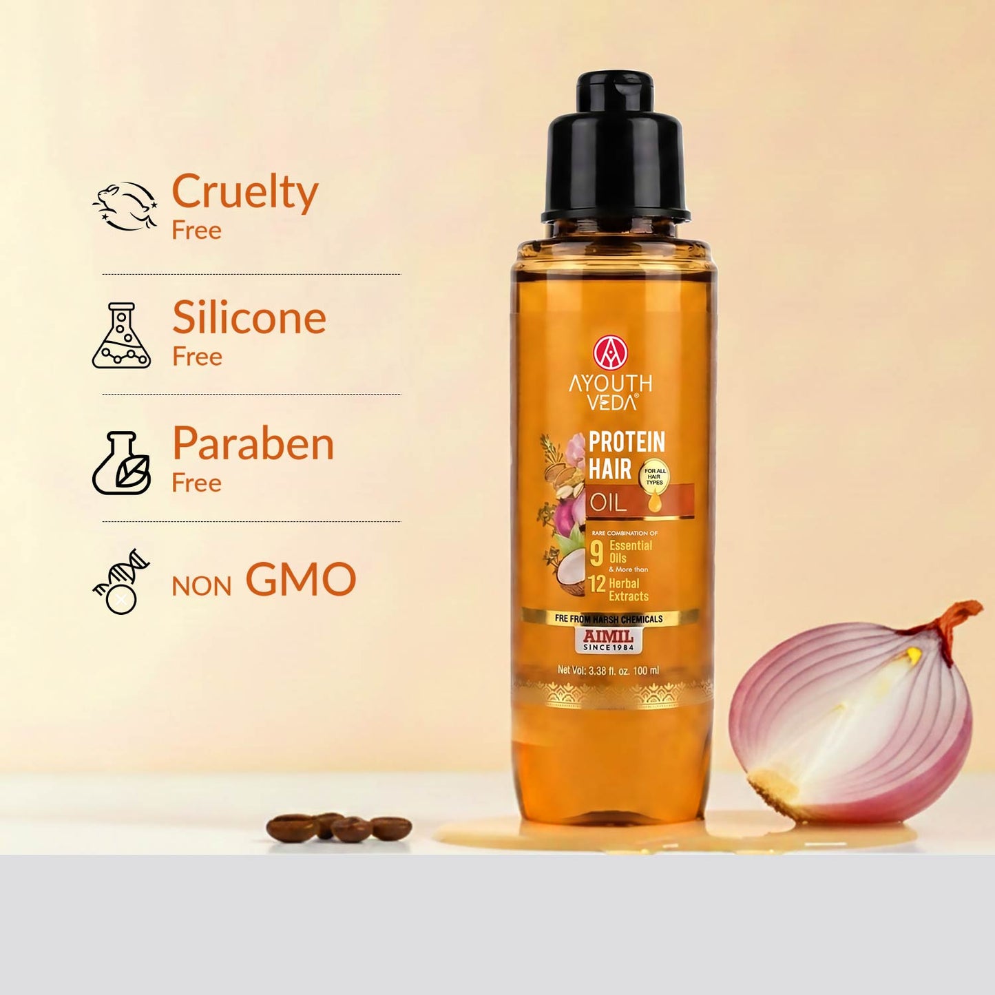 Protein Hair Oil With Bhringraj and Coffee Beans ( Net Qty - 100ml ) 100ml