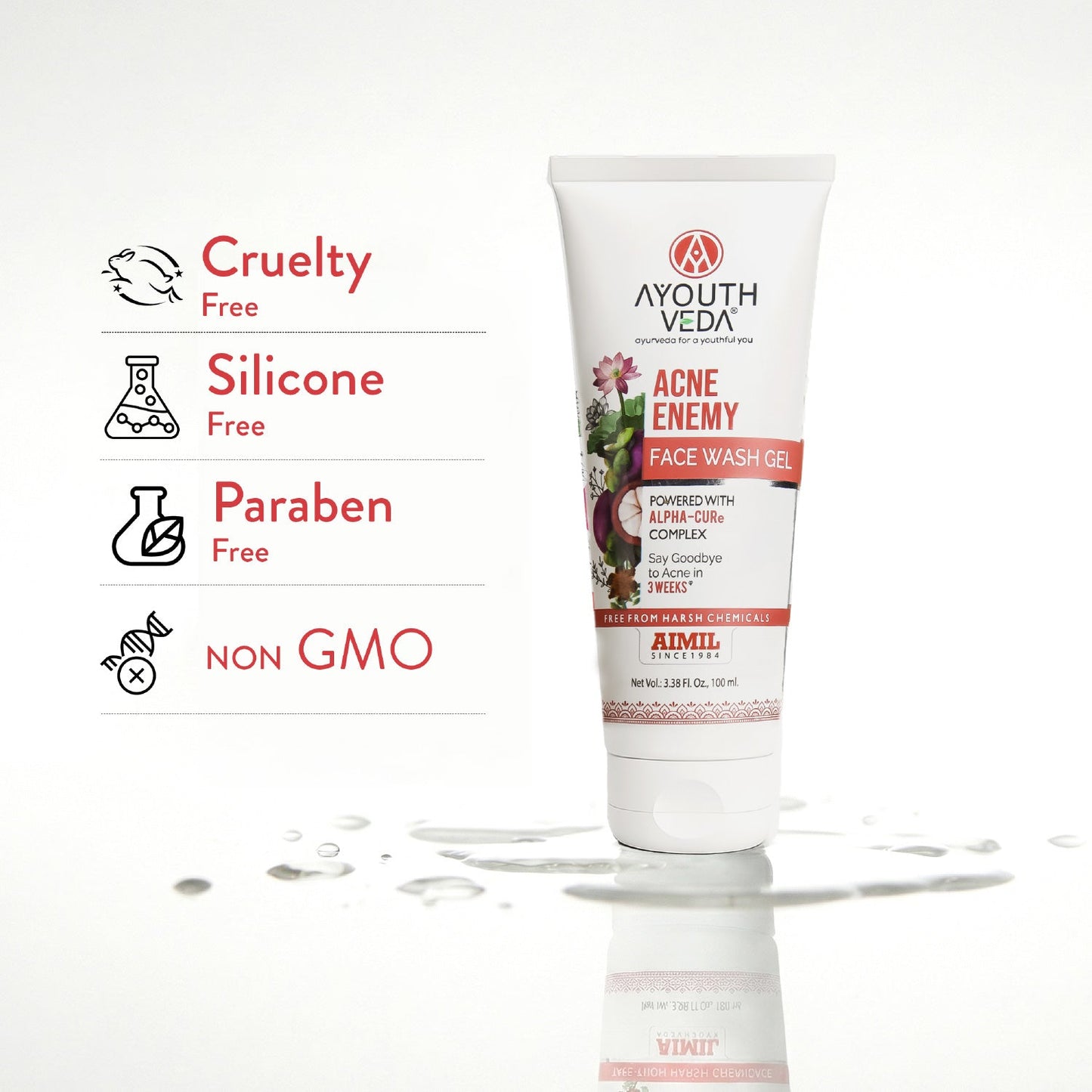 Acne Enemy Face Wash Gel for Acne & Pimples | Fights Acne-Causing Bacteria & Excess Oil | With Alpha-CURe Complex, Garcinia & Manjistha | Sulfate-Free Gel Cleanser | For Acne-Prone Skin | Net Qty- 100 ml - Single 100ml