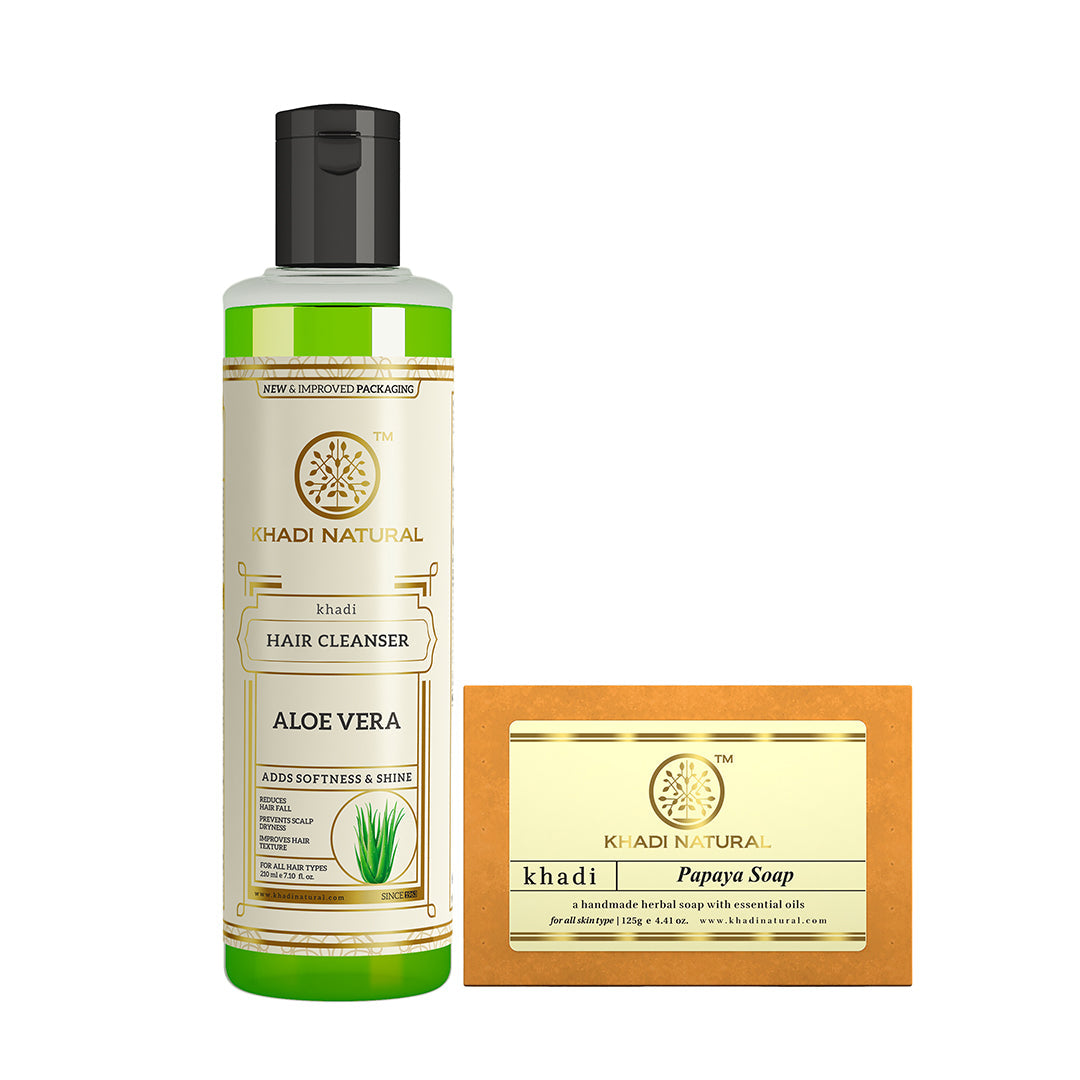 Aloe Vera Hair Cleanser with Papaya Soap Combo (Set of 2) 250g