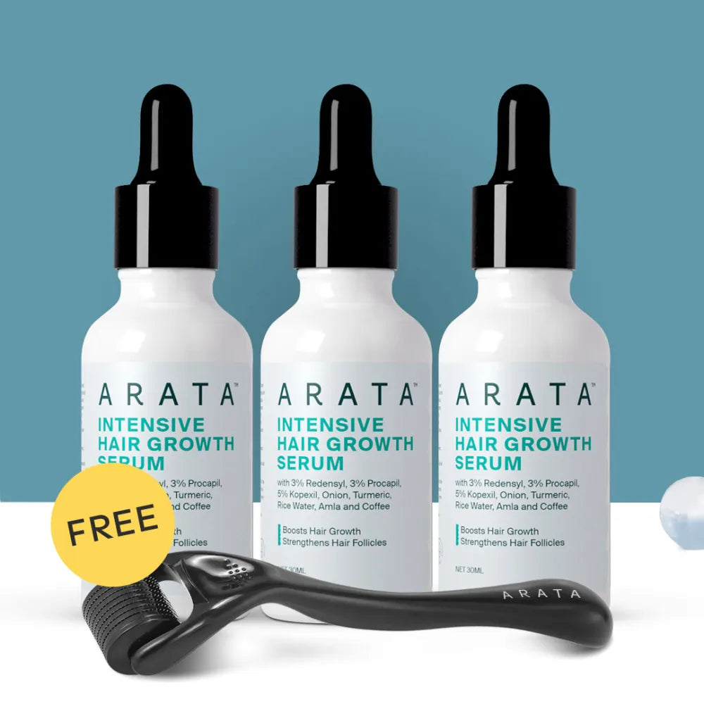 【Arata】 90-Day Value Pack for Fuller, Denser, Thicker Hair Regrowth｜インテンシブ ヘアグロースセラム 3本パック ダーマローラー付き 90日バリューパック｜90g