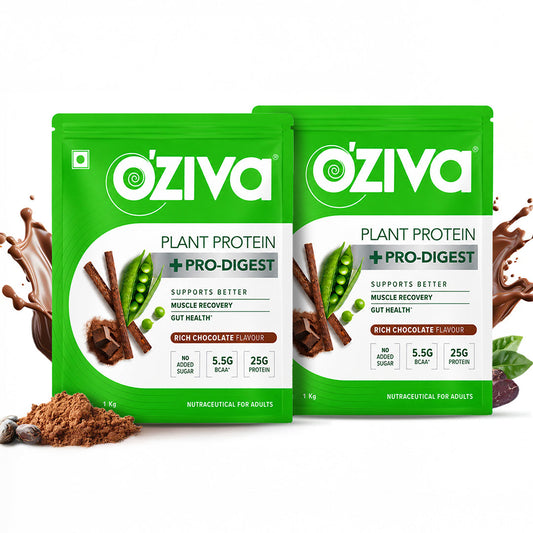 【OZiva】 Bioactive Plant Protein for Faster Absorption & Better Digestion｜バイオアクティブ プラントプロテイン 高速吸収＆消化サポート｜Rich Chocolate / Value Pack