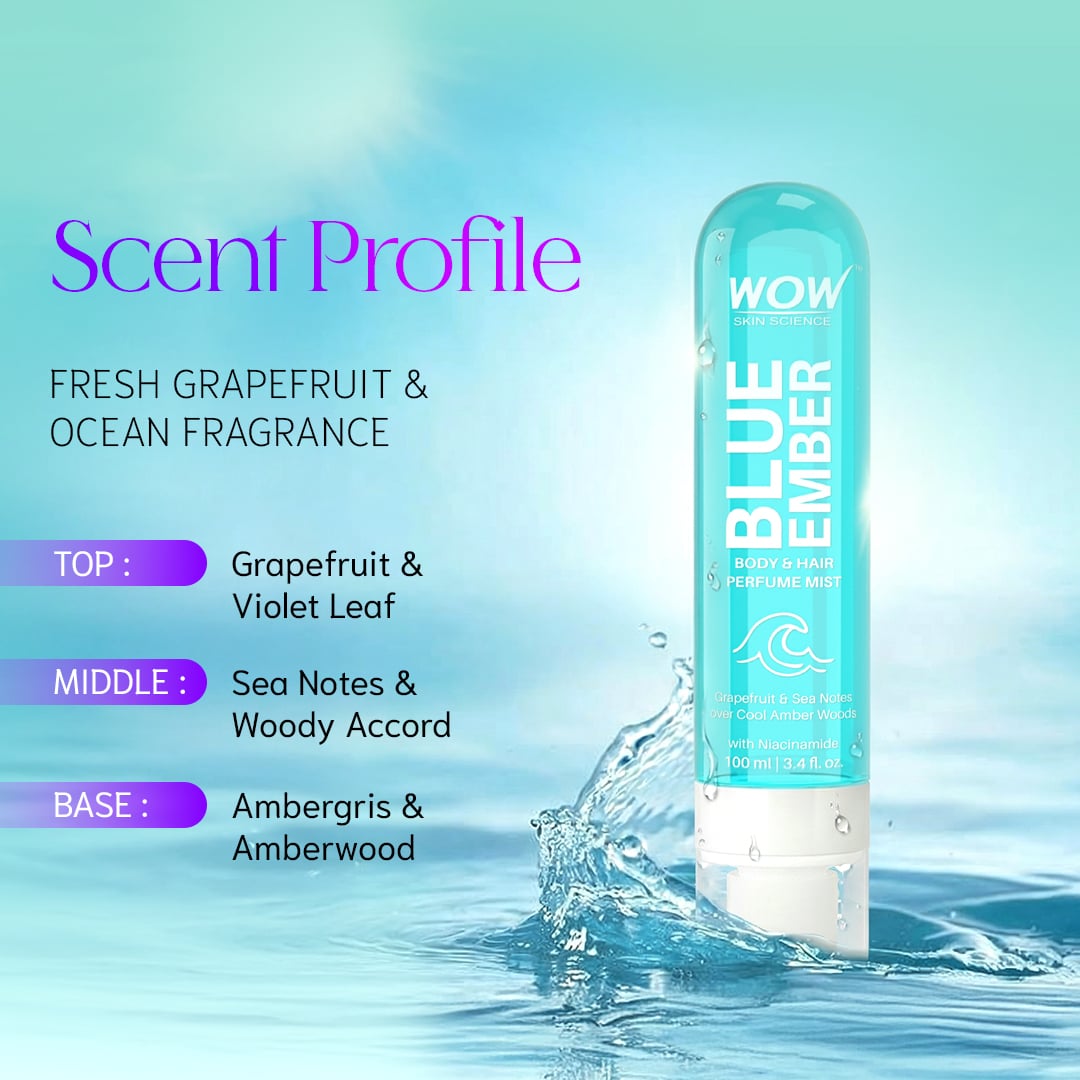 Blue Ember Hair & Body Perfume Mist Refreshing Grapefruit & Sea Scent 100ml