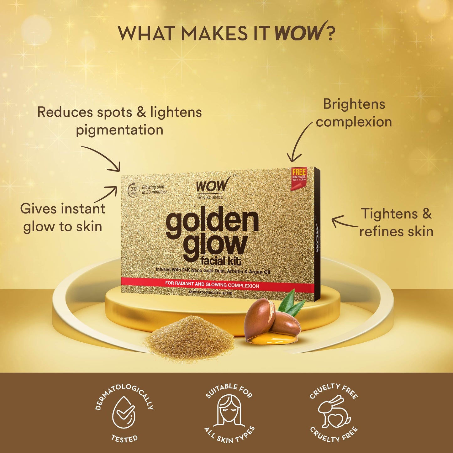 6-Step Gold Facial Kit Brightens and Tightens Skin 85ml