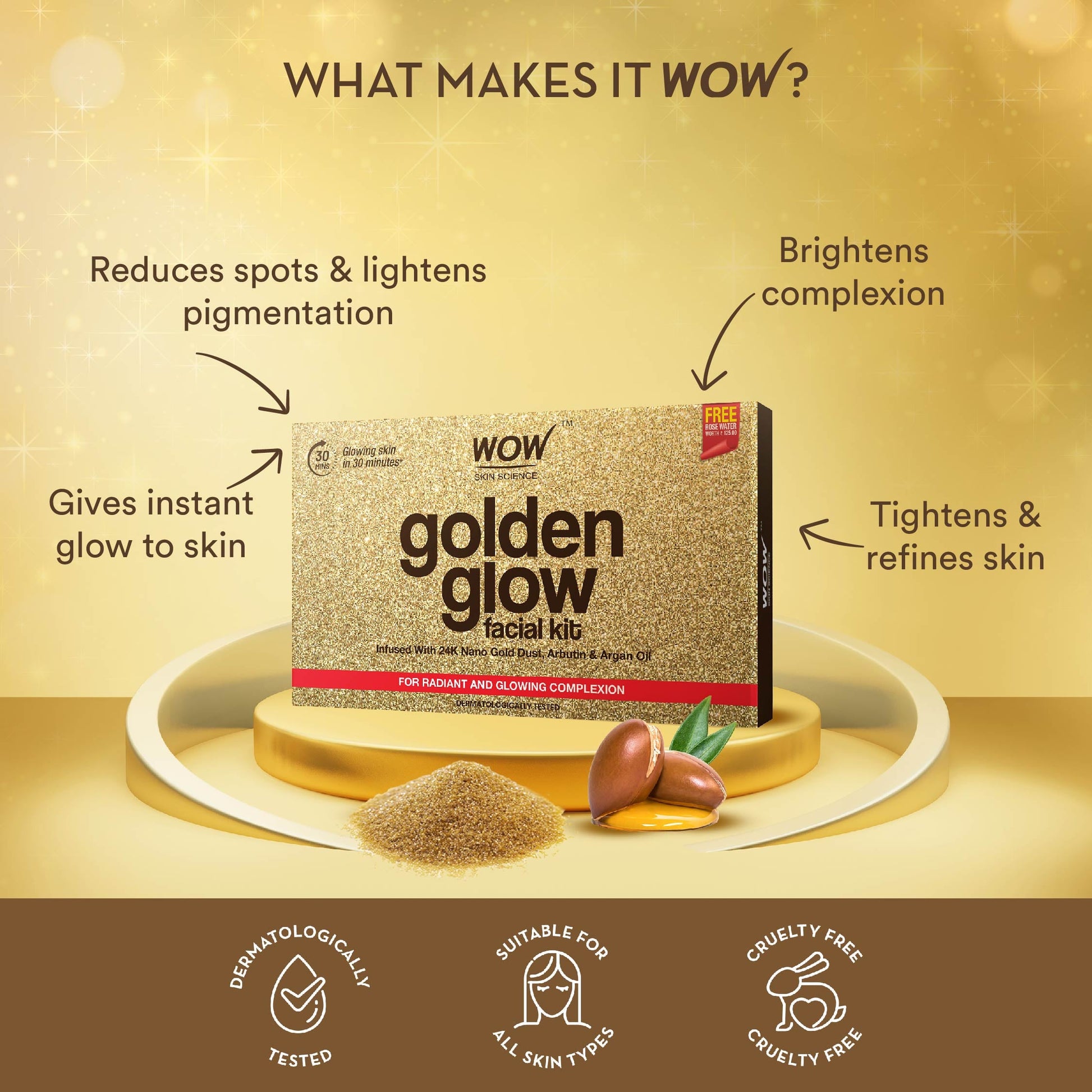 6-Step Gold Facial Kit Brightens and Tightens Skin 85ml