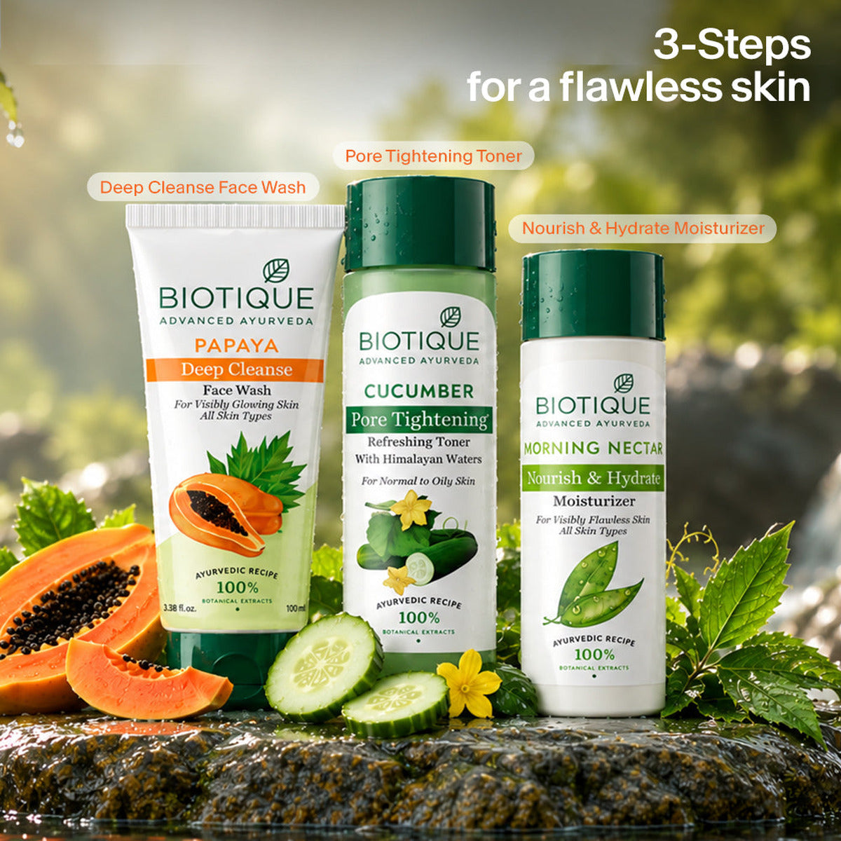 【Biotique】 CUCUMBER Pore Tightening Refreshing Toner 190ml｜きゅうり ポアタイトニング リフレッシング トナー｜190ML