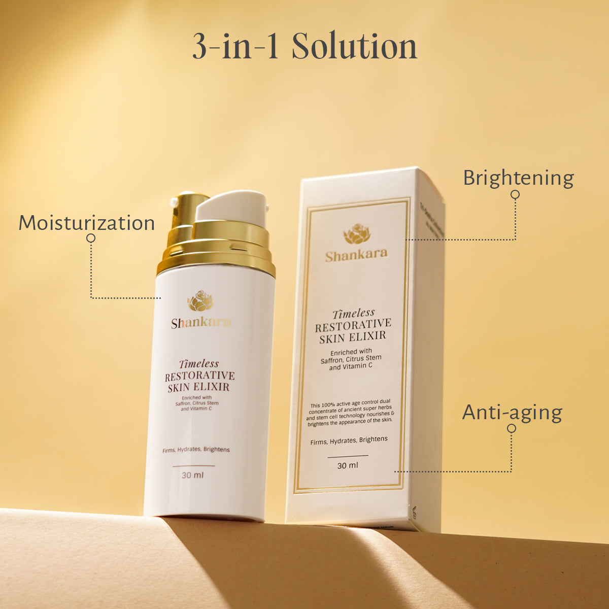 Shankara Timeless Restorative Skin Elixir - 30 ml | 100% Active Formula that Hydrates, Brightens & Firms 30ml