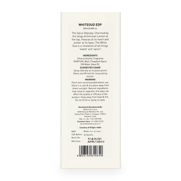 WHITE Oud Unisex Perfume - 20ml 20ml