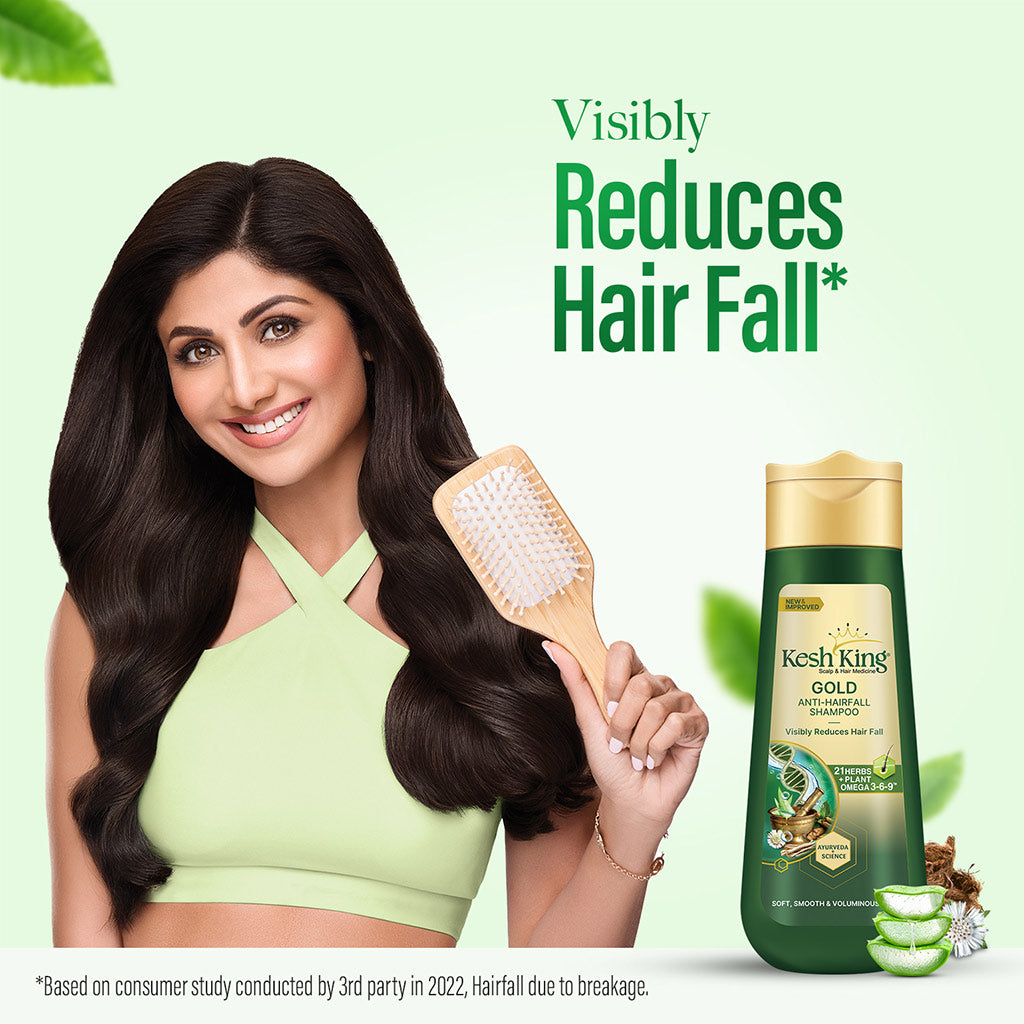 Kesh King Gold Anti Hairfall Shampoo with Plant Omega 3-6-9, For Soft, Smooth & Voluminous Hair  (1000 ml)