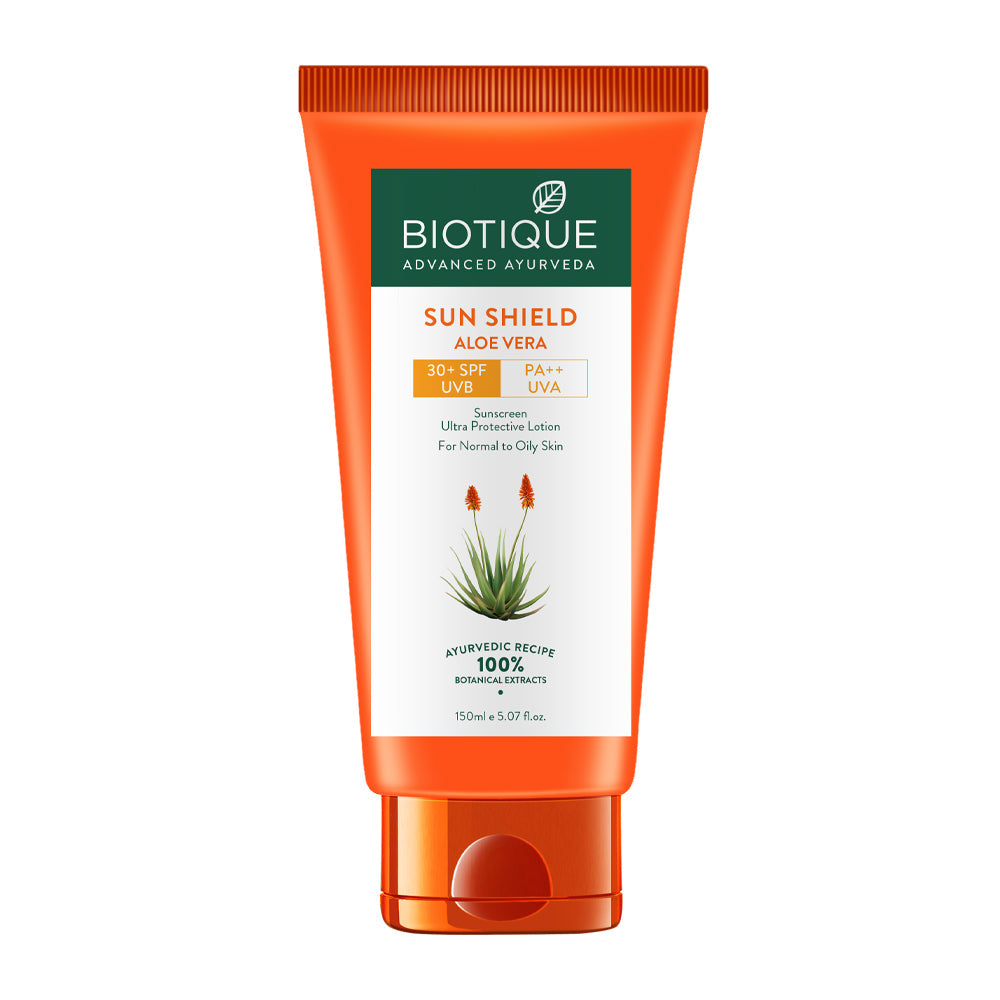 【Biotique】 Sun Shield Aloe Vera 30+ SPF Sunscreen Lotion｜サンシールド アロエベラ 日焼け止めローション SPF30+｜150ml