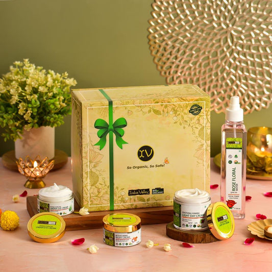 Day & Night Skin Care Kit - Light Day Cream (100ml), Retexturing Night Cream (50ml), Under Eye Cream (50ml) With Rose Water 250ml - Festive Gifting Pack 100ml