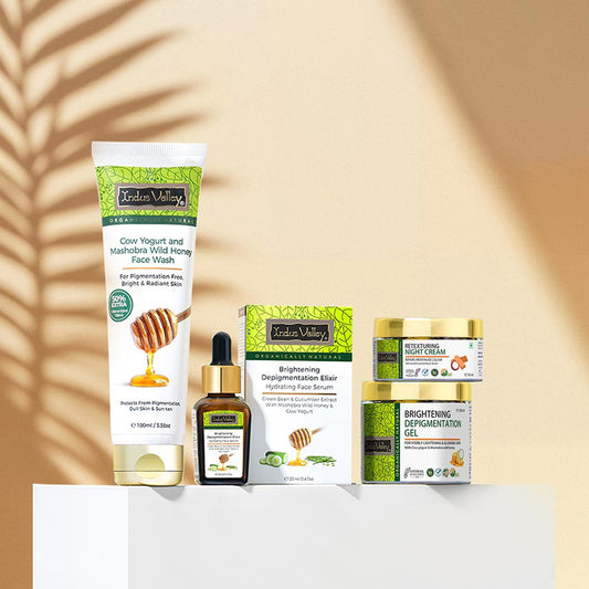 【Indus Valley】 AM TO PM Pigmentation Removal Kit｜AMトゥPM ピグメンテーション リムーバル キット｜ハニーフェイスウォッシュ＋美容液＋ナイトクリーム＋デピグメンテーションジェル100mlの4点セット