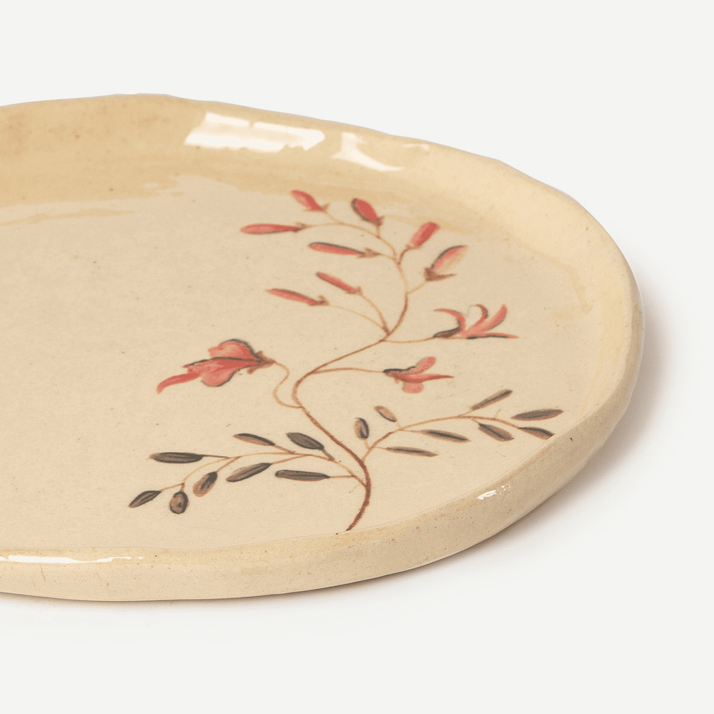 FLORAL PAINTED PLATE 20.8(長) x 20.8(幅) x 1.5(高)；直径: 20.8
